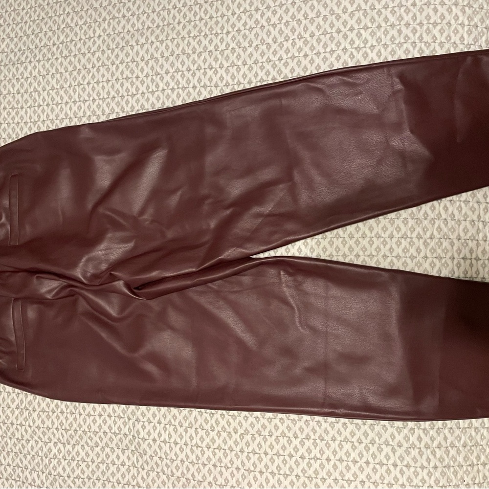 Burgundy Faux Leather Pants